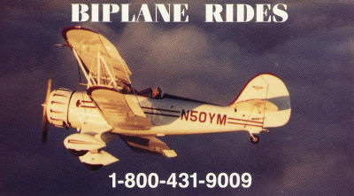 Air Mikie Biplane Rides business card