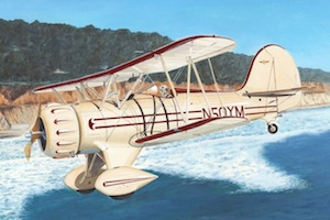 Biplane over Del Mar surf