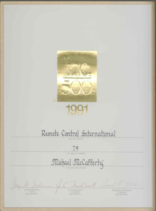 Inc. 500 award for 1991