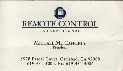 Remote Control International business card
