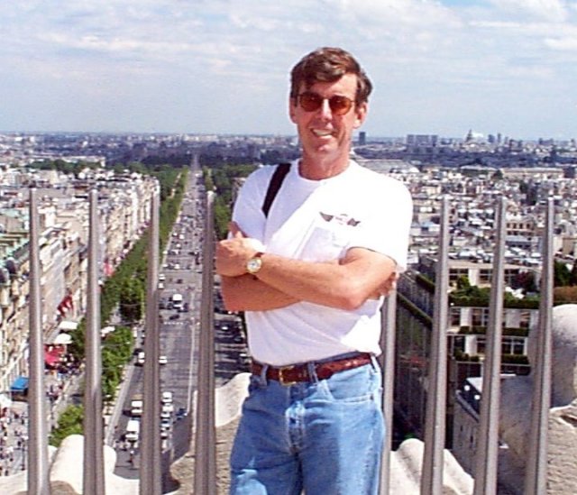 Michael McCafferty atop Arc de Triomphe, Paris, 1997